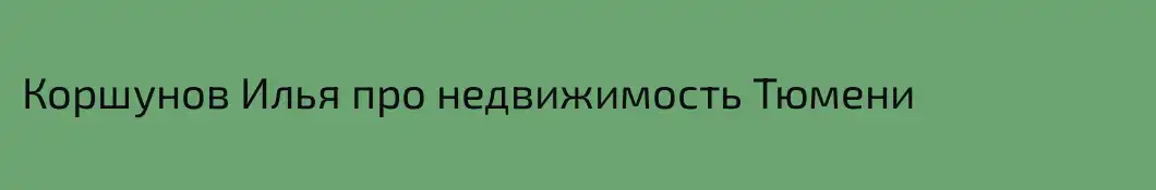 Коршунов Илья про недвижимость Тюмени